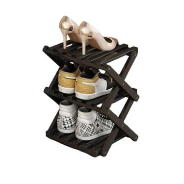 Imagem de Sapateira - Sapateira vertical dobrável para entrada, durável e fácil de montar, aplicável à entrada de casa, armário e quarto (preto-3 camadas)