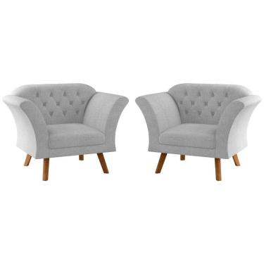 Imagem de Conjunto Poltrona Decorativa Roseira Linha Cinza