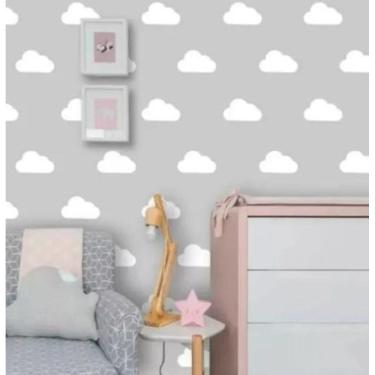 Imagem de Adesivo De Parede Quarto Infantil Nuvens 125 Unid - Branca