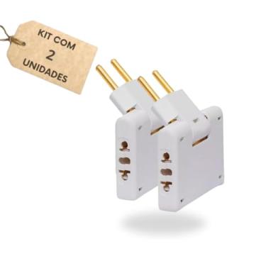 Imagem de Kit 2 Adaptador Tomada T Articulado - Adaptadores Benjamin 10A de 110V a 250V Potência Máxima 2500W - Adaptador Flexível para Esconder Atrás do Móvel