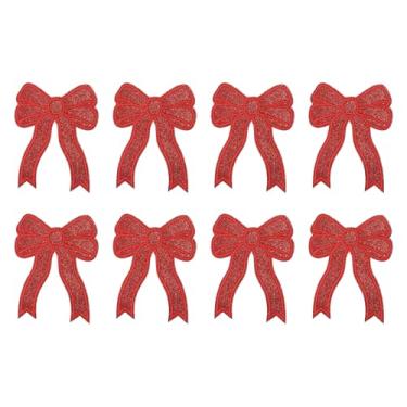 Imagem de YELARXI Aplique bordado com laço de glitter, aplique bordado de lantejoulas, adequado para jeans, jaquetas, roupas femininas, chapéus, mochilas (pacote com 8, vermelho)