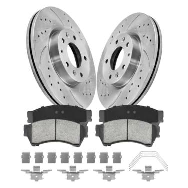 Imagem de GAIASURGE Kit De Pastilhas E Rotores Freio Compatíveis Com Ford Fusion 2006-2012, Mazda 6 2013, Kits Reposição Automotiva Frontal 54142 D1164-8277, Óleo Antiferrugem Fenda Perfurada, 299 Mm (11,8 Po