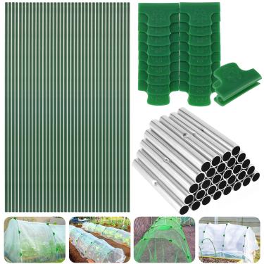 Imagem de 84 argolas de estufa para canteiros elevados, cama de jardim, aros de jardim, túnel de cultivo, arcos de túnel de estufa de fibra de vidro destacáveis, aros de proteção de plantas de jardim com 18