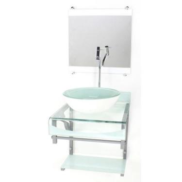 Imagem de Gabinete de vidro 40cm para banheiro curvado duplo pc cuba redonda bra