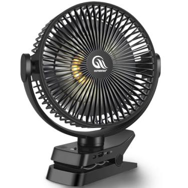 Imagem de OUTERFAN Ventilador portátil com controle remoto, temporizador e luzes LED, ventilador de encaixe de 20 cm, ventiladores portáteis alimentados por bateria recarregável de 12000 mAh