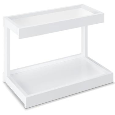 Imagem de MARTY Organizador de temperos de 2 camadas para bancada, 38 cm L branco estação de café/banheiro organizador de bancada, prateleira de balcão organizador de armazenamento de mesa para cozinha, quarto, escritório