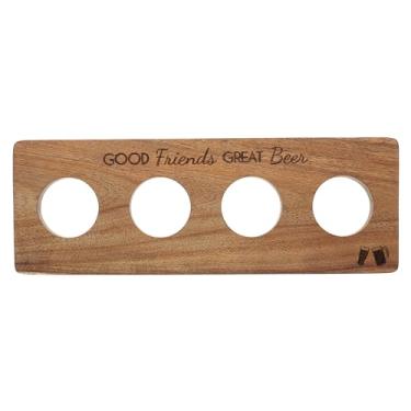 Imagem de Pavilion - Good Friends Great Beer - Conjunto de degustação de placa de bordo de vidro de cerveja de 38 cm x 13 cm - comporta 4 copos Pilsner de tamanho completo - Presente de inauguração de casa para