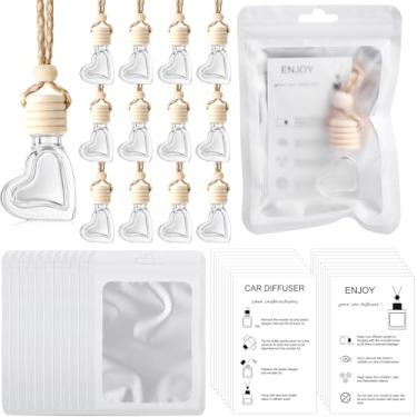 Imagem de Boao 100 conjuntos de frascos difusores de purificador de ar para carro com cartão de instruções e bolsa holográfica resselável de 10 x 15 cm para embalagem de frascos de perfume de óleo essencial de