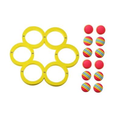 Imagem de oshhni Jogo de arremesso para sinuca com pontuação e arremesso de bolas, anel flutuante de espuma leve, brinquedo de de bolas para atividades aquáticas em, 12 Bolas