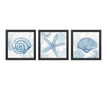 Imagem de Kit 3 Quadros Decorativos Banheiro,toalete, Lavabo, Mar (Preto)