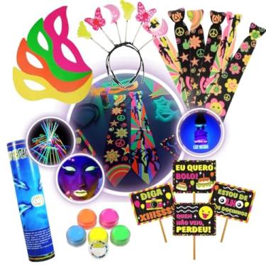 Imagem de Kit 363 Itens Festa Neon Balada Copo Forminha Completo (KIT)