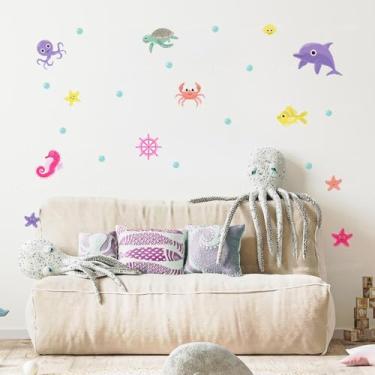 Imagem de Adesivo de Parede Fundo do Mar Infantil Lavável Seguro Criativo Fácil Aplicação Ideal Para Quarto Criança Bebê