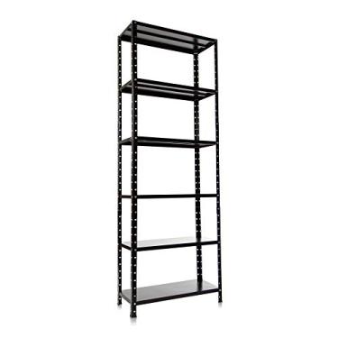 Imagem de Estante de Aço Multiuso, 6 Prateleiras, Preta, Organizadora, Casa, Escritório. Quarto, Cozinha
