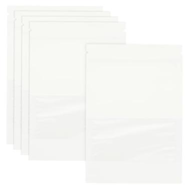 Imagem de PATIKIL Envelopes de sementes, pacote com 100 pacotes de papel kraft resseláveis de 12,7 cm x 9 cm, envelope de moedas pequeno com janela transparente, zíper para armazenamento de sementes de vegetais
