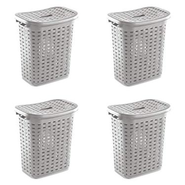 Imagem de Sterilite 12766A04 Cesto de lavanderia, cimento, pacote com 4