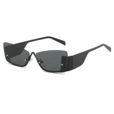 Imagem de Óculos de sol estilo olho de gato da moda, óculos de sol sem aro para homens, óculos de grau unissex, UV400, C1, preto, tamanho único