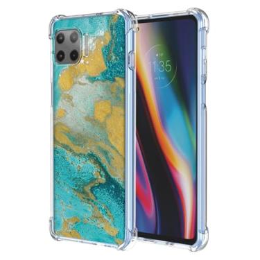Imagem de JDYGWK Capa para Moto G 5G Plus Moto One 5G estampa floral transparente, silicone TPU macio, fina, à prova de choque, capa protetora antiarranhões para Motorola G 5G Plus, Mar Verde
