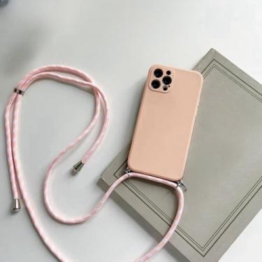 Imagem de Capa de silicone líquido com alça e cordão para colar transversal para Xiaomi 8 9 10 10S 10T 11 Lite Ultra 11i 11X Pro 6X, rosa, para Xiaomi Mi 10 5G
