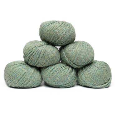 Imagem de Conjunto de 6 novelos de lã de alpaca para bebês 100% peso volumoso - Feito no Peru - Celestial macio e perfeito para tricô e crochê (verde-marinho, volumoso - 6 novelos)