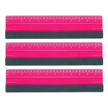 Imagem de HARFINGTON 3 peças de rodo de vinil de 30 cm, raspador de borda de feltro com régua, rodo de vinil, ferramenta de matiz de janela para decalque de papel de parede, janela de carro, rosa