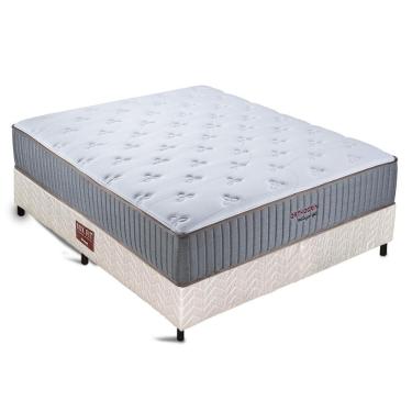 Imagem de Conjunto Colchão Cama Box Bege Fit Casal Bellagio Gel Orthocrin 138X188x69 Molas Ensacadas Espuma Certificada