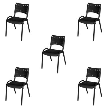 Imagem de Kit 5 Cadeira ISO Tubo Oblongo Aço Industrial Empilhavel