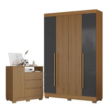 Imagem de Cômoda 2014143 Atacama E Guarda Roupa Solteiro 2030240 Atacama Grafite - Aramóveis