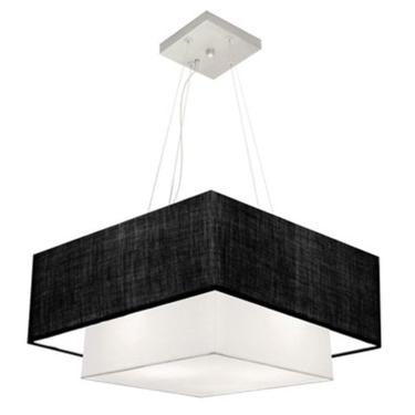 Imagem de Lustre Pendente Duplo Quadrado Vivare Md-4066 Cúpula em Tecido 50x35cm Preto / Branco - Bivolt