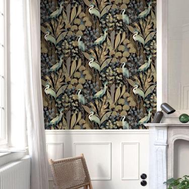 Imagem de Papel De Parede Ciara Folhagem Preto A63201