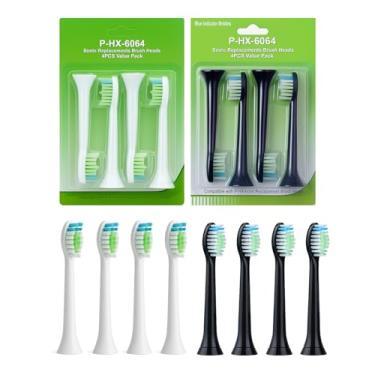 Imagem de Kit Refil Escova de Dente Elétrica 8 Unidades Compatível com Colgate Philips SonicPro e Sonicare - ZUMO (Preto e Branco, Único)