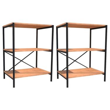 Imagem de Kit 02 Sapateiras Multiuso Hall de Entrada Padova 60cm 3 Prateleiras Demolição Preto - Abmaza