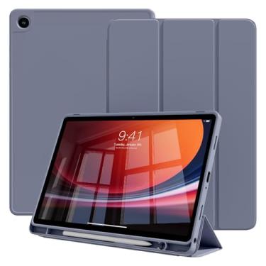 Imagem de KVTVOU Capa para Samsung Galaxy Tab A9+/A9 Plus 28 cm 2023 (SM-X210/X216/X218) com suporte para lápis, capa protetora inteligente fina com três dobras e parte traseira de TPU macio, despertar/hibernar