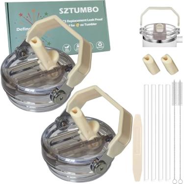 Imagem de 2 peças de substituição de tampa de canudo flip para Stanley copo de 850 g, tampa 100% à prova de vazamento, tampa à prova de derramamento e resistente a respingos, com bocal de sucção removível