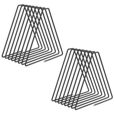 Imagem de Dojreope Porta-revistas triangulares de metal, extensível, organizador de revistas de mesa antiderrapante, organizador de arquivos triangular prático, suporte de revista de mesa para escritório em