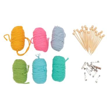 Imagem de Mini Ferramentas de tricô Definir agulhas de tricô de ponta de 6 cores Terrenos de tricô de fios para tecer entusiastas de tecelagem de bambu Aço inoxidável 8cm 30pcs (Cor original)