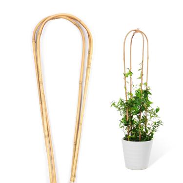 Imagem de Cambaverd Treliça de plantas de bambu natural U -Hoop 3 pés (90 cm), suporte de treliça de bambu para plantas Hoya plantas de hera monstera escalada flores planta torre - pacote com 3 aros