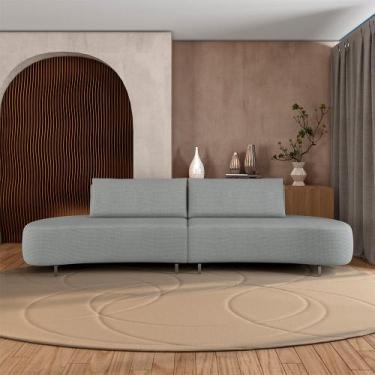 Imagem de Sofá Bipartido Sala de Estar Jamaica 320cm Curvo Pés Alumínio Linho Ci