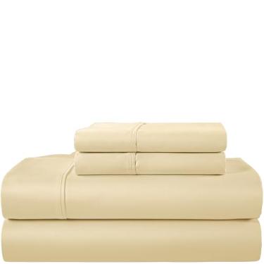 Imagem de Lençóis de cama 100% algodão egípcio California King com bolsos profundos para até 43 cm, 400 fios de cetim macio, respirável, conjuntos de lençóis e fronhas naturalmente refrescantes, jogo de lençol