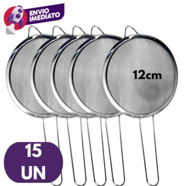 Imagem de Kit Peneira Metálica 12cm Aço Inox Utensílio Para Cozinha Polvilhar Pe