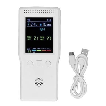 Imagem de CO2 Detector de Qualide do Ar Tester HCHO Tester 9 em 1 Monitor Portátil Multifuncional para PM2.5 PM10 TVOC Temperatura Umide Home Office ABS Material 5V USB C Carregamento