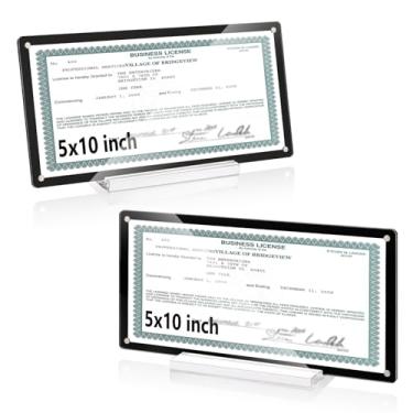 Imagem de Pacote com 2 molduras para licença comercial de 5 x 10 moldura magnética acrílica para exibição de licença comercial com base em papel branco para cartão preto suporte de certificado de licença