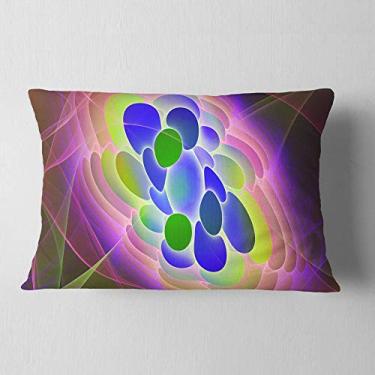 Imagem de Design de vírus fractal verde azul Designart Sala de estar lombar, sofá, almofada de alta qualidade + capa de almofada impressa em ambos os lados 30 x 50 cm