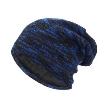 Imagem de Gorro Feminino De Malha De Inverno Listrado Quente E Macio De Lã Skull