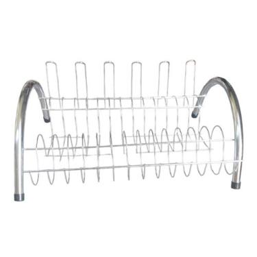 Imagem de ESCORREDOR DE LOUÇA AÇO CROMADO COM SUPORTE PARA 6 COPOS 37x17x43,5CM 