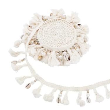 Imagem de AHANDMAKER Acabamento em renda de algodão com franja de 4,8 cm de largura, borda de renda branca decorada com franja para costura, artesanato, roupas, cortinas, acessórios, decoração de casa