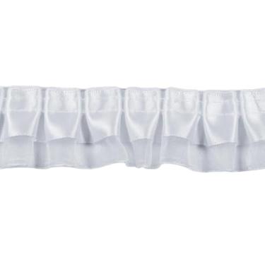 Imagem de Acabamentos de tecido com acabamento de babados de cetim, acabamento de 2 camadas de cetim de organza plissada, fita de renda plissada para costura, artesanato, cortina de vestido, decoração de fronha