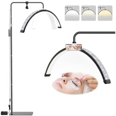 Imagem de Ring Light Meia Lua Profissional LED para Cílios e Sobrancelhas, Luminaria Meia Lua Estetica Spa Arco Ajustavel, com Tripé (Preto)