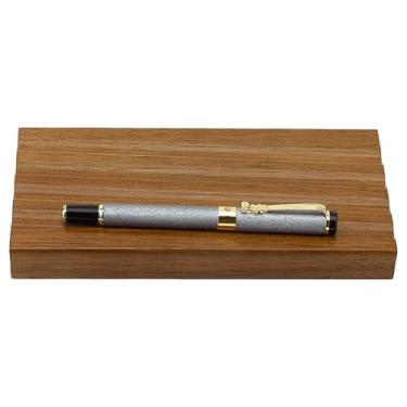 Imagem de MAYJOYDIY Bandeja de madeira para lápis de mesa, 4 porta-canetas-tinteiro, minimalista, organizador de lápis, adequado para escola, casa, escritório, mesa, escritório, acessórios de arte (marrom coco)