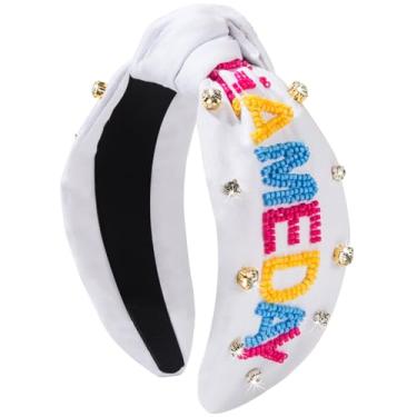 Imagem de Gosuoa Faixa de cabeça feminina com nó para o dia de jogo, roupa de futebol e mãe, essencial