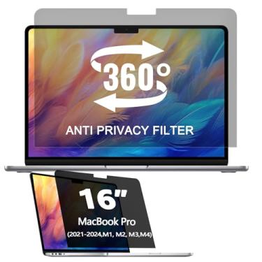 Imagem de Protetor de tela de privacidade de 360° para MacBook Pro de 16 polegadas (2021-2024, M1, M2, M3, M4, Pro, Max), filtro de tela de privacidade para MacBook Pro 16 polegadas antiespião/antiimpressão